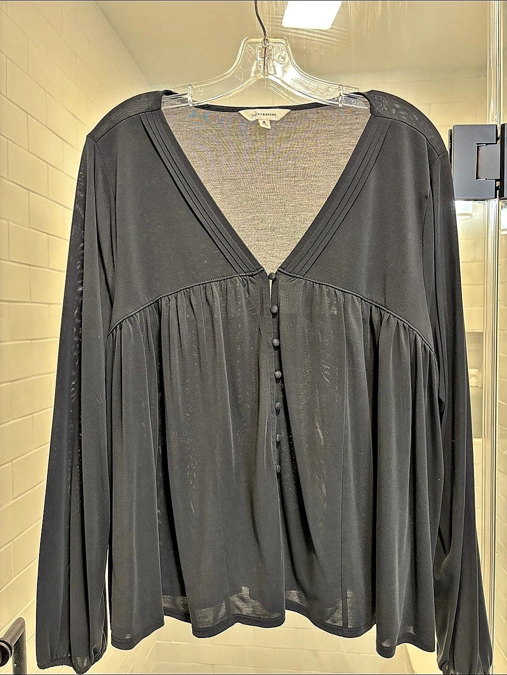 Lucky Brand Long Sleeve Blouse in Black Size XL